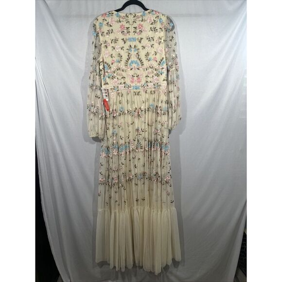 NEW Mac Duggal [‎ 10 ] 35111 Floral Embroidered Blouson Sleeve Gown Ivory Long - Picture 13 of 16